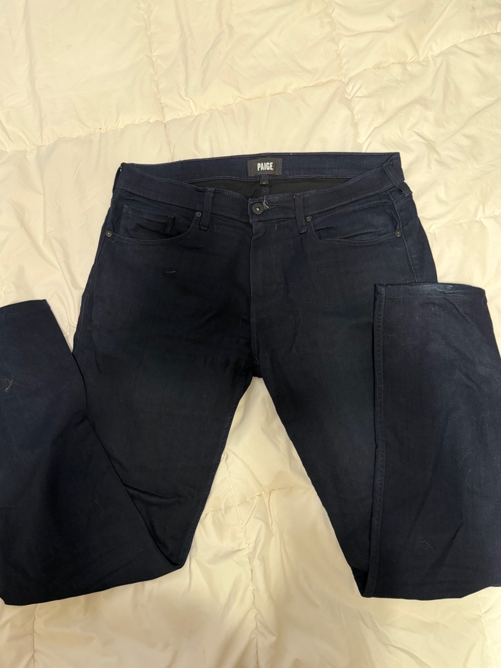 PAIGE Men's Dark Navy Slim Straight Jeans